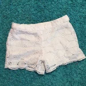 White Floral Print Shorts